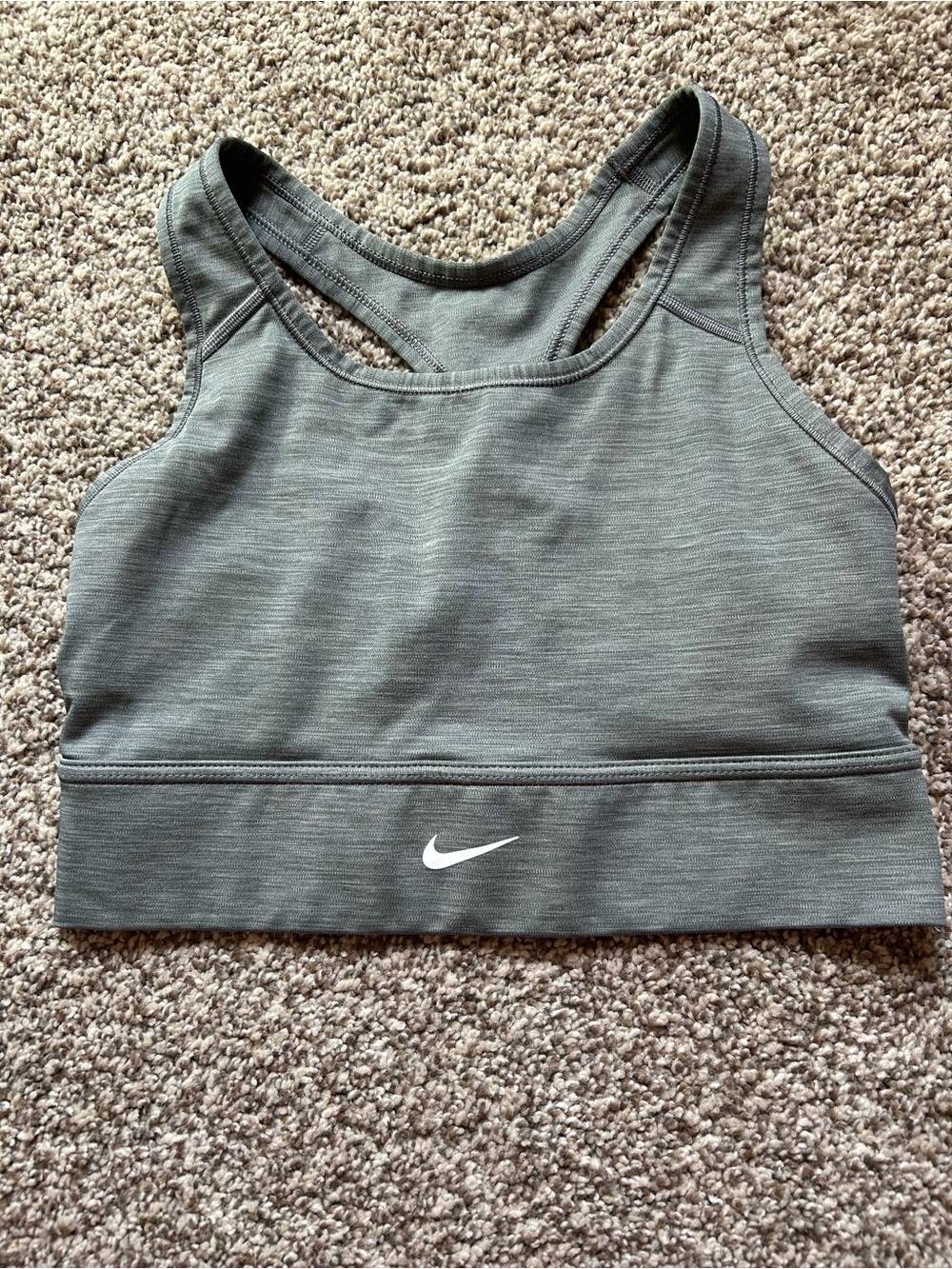 Nike Gray Racerback Sports Bra with White Swoosh